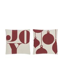 Wende-Kissenhülle Joy aus Bio-Baumwolle, 100 % Baumwolle, GOTS-zertifiziert, Dunkelrot, Beige, B 45 x L 45 cm