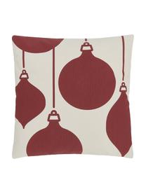 Wende-Kissenhülle Joy aus Bio-Baumwolle, 100 % Baumwolle, GOTS-zertifiziert, Dunkelrot, Beige, B 45 x L 45 cm