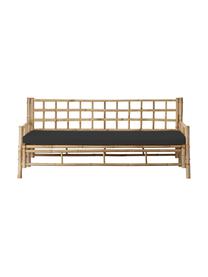 Bambus-Sofa Mandisa mit Sitzpolster, Gestell: Bambus, Bezug: Segeltuch, Hellbraun, Schwarz, B 180 x T 80 cm