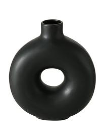Ručně vyrobená designová váza z kameniny Lanyo, Kamenina, Černá, Š 17 cm, V 20 cm