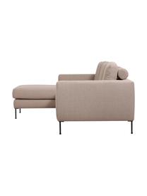 Sofá rinconera Cucita (3 plazas), Tapizado: tejido (100% poliéster) A, Estructura: madera de pino maciza, Patas: metal pintado, Tejido gris pardo, An 262 x F 163 cm, chaise longue izquierda