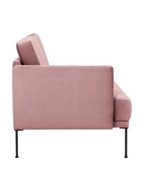 Fluwelen chaise longue Fluente in roze met metalen poten, Bekleding: fluweel (hoogwaardig poly, Frame: massief grenenhout, FSC-g, Poten: gepoedercoat metaal., Fluweel roze, B 202 x D 85 cm, rugleuning links
