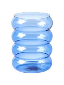 Mundgeblasene Wassergläser Bubbly, 4er-Set, Borosilikatglas, Blau, Grau, Gelb, Grün, Ø 8 x H 10 cm