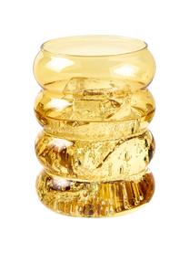 Mundgeblasene Wassergläser Bubbly, 4er-Set, Borosilikatglas, Blau, Grau, Gelb, Grün, Ø 8 x H 10 cm