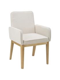 Chaise à accoudoirs rembourrée couleur crème Koga, Tissu blanc crème, larg. 54 x haut. 86 cm