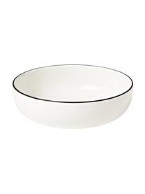 Service de table en porcelaine Facile, 6 personnes (30 élém.), Porcelaine robuste de haute qualité (env. 50 % kaolin, 25 % quartz et 25 % feldspath), Blanc crème avec bord noir, 6 personnes (30 élém.)