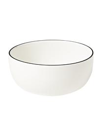 Service de table en porcelaine Facile, 6 personnes (30 élém.), Porcelaine robuste de haute qualité (env. 50 % kaolin, 25 % quartz et 25 % feldspath), Blanc crème avec bord noir, 6 personnes (30 élém.)