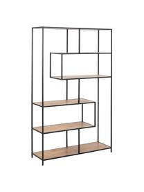Estantería de madera y metal Seaford, Estantes: tablero de fibras de dens, Estructura: metal con pintura en polv, Madera, negro, An 114 x Al 185 cm