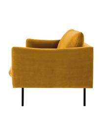 Divano 3 posti in velluto con piedini in metallo Moby, Rivestimento: velluto (rivestimento in , Struttura: legno di pino massiccio, , Piedini: metallo verniciato a polv, Velluto giallo senape, Larg. 220 x Prof. 95 cm