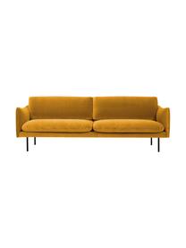 Canapé 3 places en velours et pieds en métal Moby, Velours jaune moutarde, larg. 220 x prof. 95 cm
