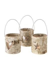 Teelichthalter-Set Ilion, 3-tlg., Bezug: Holz, Griff: Metall, Braun, Helles Holz, Ø 11 x H 13 cm