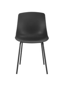Krzesło z tworzywa sztucznego z metalowymi nogami Dave, 2 szt., Nogi: metal malowany proszkowo, Czarny, S 46 x G 53 cm