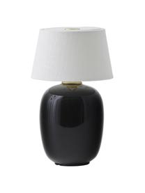 Lampada da tavolo dimmerabile nera con porta USB Nusa, Paralume: tessuto, Base della lampada: ceramica, Bianco, nero, Ø 12 x Alt. 20 cm
