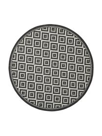 Okrągły dywan wewnętrzny/zewnętrzny Miami, 86% polipropylen, 14% poliester, Biały, czarny, Ø 200 cm (Rozmiar L)
