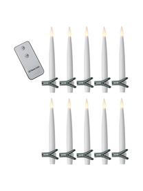 Batteriebetriebene LED-Kerzen Zoe 11-tlg., warmweiß, Kunststoff, Weiß, Grün, B 2 x H 16 cm