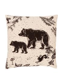 Povlak na polštář z organické bavlny Animal Toile, 100 % bio bavlna, s certifikátem GOTS, Béžová, černá, se vzorem, Š 45 cm, D 45 cm