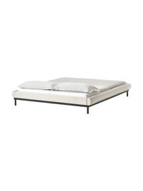Cama tapizada Meya, sin cabecero, Tapizado: tejido finamente texturiz, Estructura: metal con pintura en polv, Tejido beige, B 140 x L 200 cm