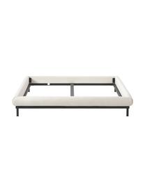 Cama tapizada Meya, sin cabecero, Tapizado: tejido finamente texturiz, Estructura: metal con pintura en polv, Tejido beige, B 140 x L 200 cm