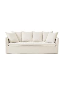 Bank Mila (3-zits), Bekleding: 100% polyester Met 100.00, Frame: dennenhout, vezelplaat, s, Geweven stof beige, B 220 x H 85 cm