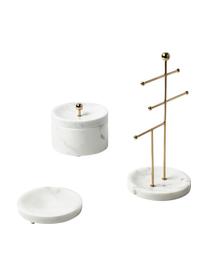 Porta joyas de mármol Selina, Estructura: metal, Mármol blanco, dorado, An 20 x Al 32 cm