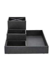 Set organizer ufficio Lena 4 pz, Cartone massiccio, stampato con decori in legno, Nero, Set in varie misure