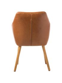 Chaise cuir synthétique pieds en bois Nora, Cuir synthétique cognac, larg. 56 x prof. 55 cm