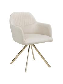 Krzesło z podłokietnikami z aksamitu Lola, obrotowe, Tapicerka: aksamit poliestrowy Dzięk, Nogi: metal galwanizowany, Aksamitny biały, S 58 x G 53 cm