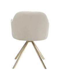 Sedia girevole in velluto con braccioli Lola, Rivestimento: velluto di poliestere Con, Gambe: metallo zincato, Velluto bianco crema, dorato, Larg. 53 x Prof. 55 cm