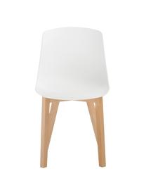 Kunststoffstühle Dave mit Holzbeinen, 2 Stück, Sitzschale: Kunststoff, Beine: Buchenholz, Weiß, Buchenholz, B 46 x T 52 cm