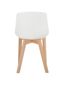 Kunststoffstühle Dave mit Holzbeinen, 2 Stück, Sitzschale: Kunststoff, Beine: Buchenholz, Weiß, Buchenholz, B 46 x T 52 cm