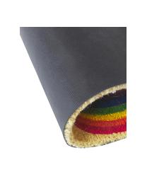 Felpudo Rainbow, Parte superior: fibras de coco, Parte trasera: PVC, Beige, multicolor, An 45 x L 75 cm