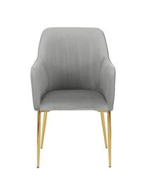 Chaise en velours gris pieds dorés Ava, Velours gris, pieds or, larg. 57 x prof. 62 cm