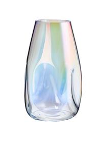 Jarrón grande de vidrio iridiscente soplado artesanalmente Rainbow, Vidrio soplado artesanalmente, Transparente iridiscente, Ø 20 x Al 35 cm