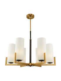 Grand lustre en verre Fortano, Blanc, couleur laitonnée, Ø 67 x haut. 52 cm