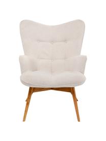 Sillón orejero Vicky, Tapizado: poliéster Alta resistenci, Patas: madera de roble maciza, c, Estructura: haya aglomerado, natural, Tejido crema, An 73 x F 83 cm