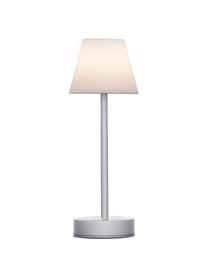 Lámpara de mesa LED para exterior regulable y táctil Lola, portátil, Pantalla: polipropileno, Blanco, plateado, Ø 11 x Al 32 cm