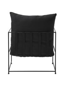 Gestoffeerde fauteuil Wayne met metalen frame, Frame: gepoedercoat metaal, Geweven stof zwart, B 69 x D 74 cm