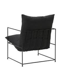 Poltroncina imbottita con struttura in metallo Wayne, Rivestimento: 80% poliestere, 20% lino , Struttura: metallo verniciato a polv, Tessuto nero, Larg. 69 x Prof. 74 cm