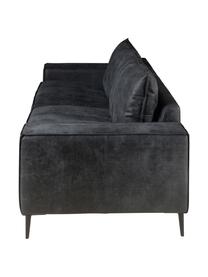 Sofá de cuero Brett (3 plazas), estilo industrial, Tapizado: piel vacuna, lisa, Estructura: aluminio pintado, Cuero negro grisaceo, An 215 x F 90 cm