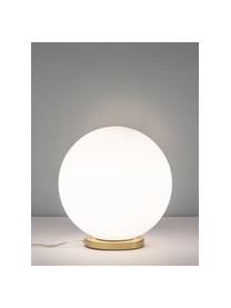 Kleine Tischlampe Beth aus Opalglas, Lampenschirm: Glas, Lampenfuß: Metall, vermessingt, Weiß, Messingfarben, Ø 25 x H 26 cm