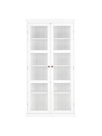 Glazen vitrinekast Wilma, Frame: MDF, Handvatten: gecoat metaal, Wit, B 98 x H 193 cm