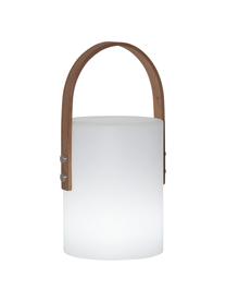 Mobilna lampa zewnętrzna z funkcją przyciemniania Lucie, Biały, ciemne drewno naturalne, S 19 x W 34 cm