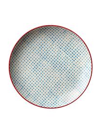 Handbemalte Frühstücksteller Carla mit verspieltem Muster, 3er-Set, Keramik, Rot, Grün, Blau, Ø 20 cm