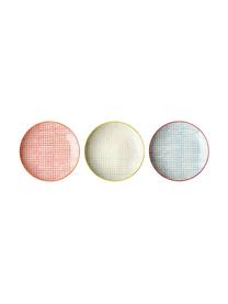 Handbemalte Frühstücksteller Carla mit verspieltem Muster, 3er-Set, Keramik, Rot, Grün, Blau, Ø 20 cm