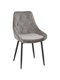 Krzesło tapicerowane z aksamitu Alberton, 2 szt., Tapicerka: 100% aksamit poliestrowy, Nogi: metal lakierowany, Szary, czarny, S 59 x G 62 cm