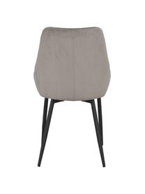 Krzesło tapicerowane z aksamitu Alberton, 2 szt., Tapicerka: 100% aksamit poliestrowy, Nogi: metal lakierowany, Szary, czarny, S 59 x G 62 cm