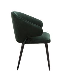 Krzesło z podłokietnikami z aksamitu Celia, Tapicerka: aksamit (poliester) Tkani, Nogi: metal malowany proszkowo, Aksamitny ciemny zielony, S 57 x G 62 cm
