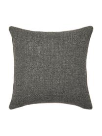 Bouclé kussenhoes Aya met bies, Donkergrijs, B 45 x L 45 cm
