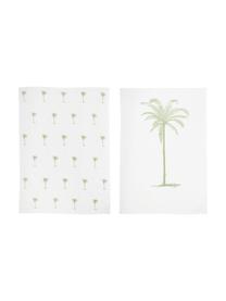 Theedoeken Nala met palmenmotief, 2 stuks, Katoen, Gebroken wit, beige, B 50 x L 70 cm