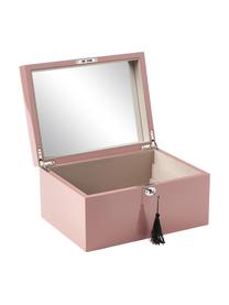Sieradendoos Taylor met spiegel, Doos: gecoat MDF met glanzende , Onderzijde: fluweel om het meubilair , Roze, B 31 x H 16 cm